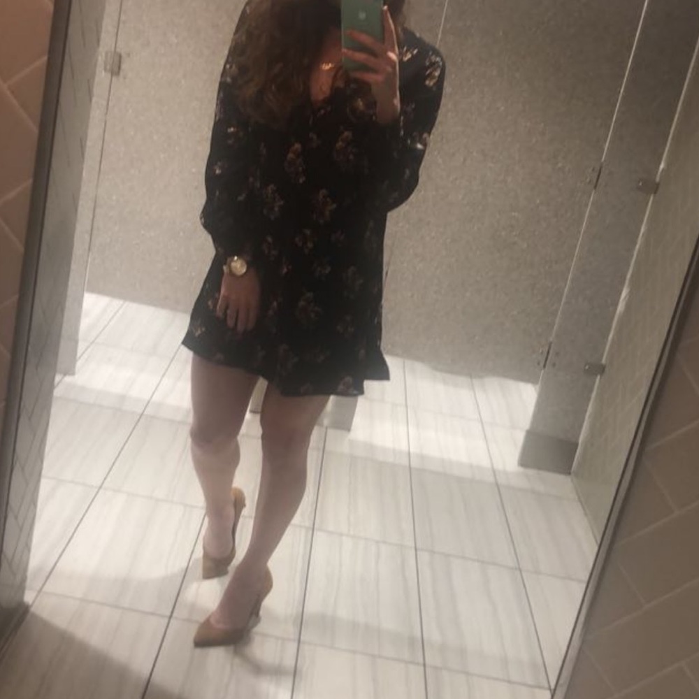 Black floral long sleeve dress